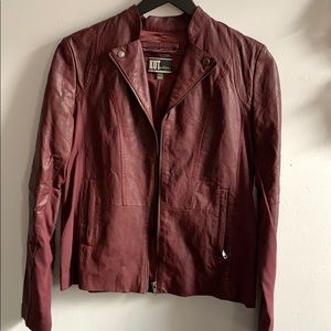 Women’s faux burgundy leather jacket